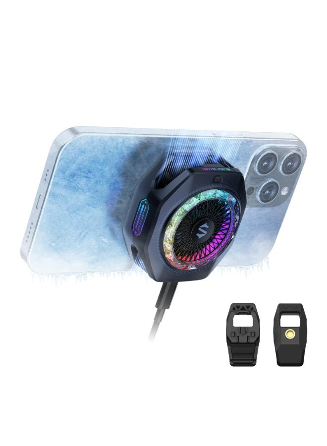 Black Shark Magnetic Phone Cooler 5 Pro - 18 Addressable RGB LEDs, Detachable Grip, APP-Controlled Thermostatic Cooling Fan for iPhone MagSafe/Android/iPad -Gaming/Streaming/Photography - Image 1