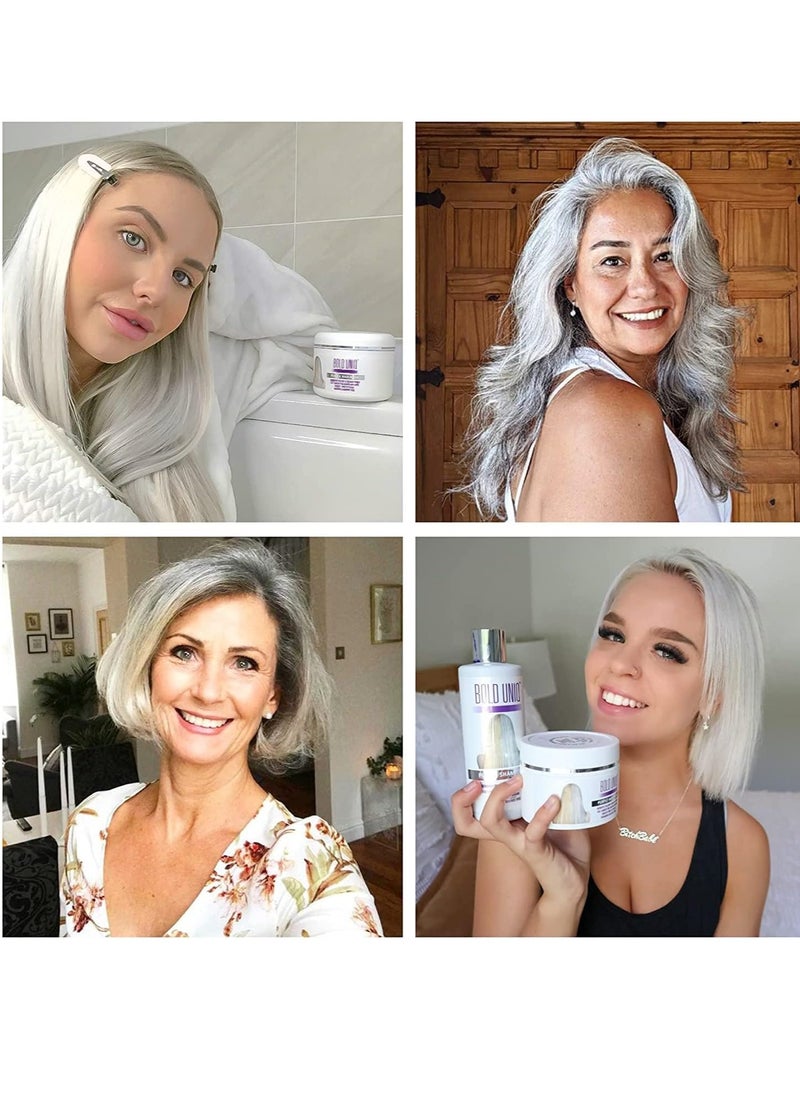 BOLD UNIQ - BOLD UNIQ Purple Hair Mask For Blonde, Platinum, Bleached, Silver, Gray, Ash and Brassy Hair & Coconut Heat Protectant Spray - Remove Yellow Tones and Protect Hair from Thermal Heat Up To 450℉ - Image 1