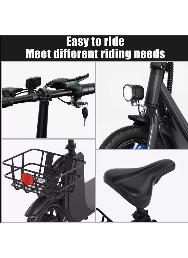 Wind Horse - Premium Foldable Electric Scooter with Seat and Rear Basket, 450W Motor, 36V 8AH Battery, 25-35 KM/h Speed, Carbon Alloy Frame, 12.5 Inches Tires, Disk Brakes, Unisex Comfortable E-Scooter for Adults - Image 1