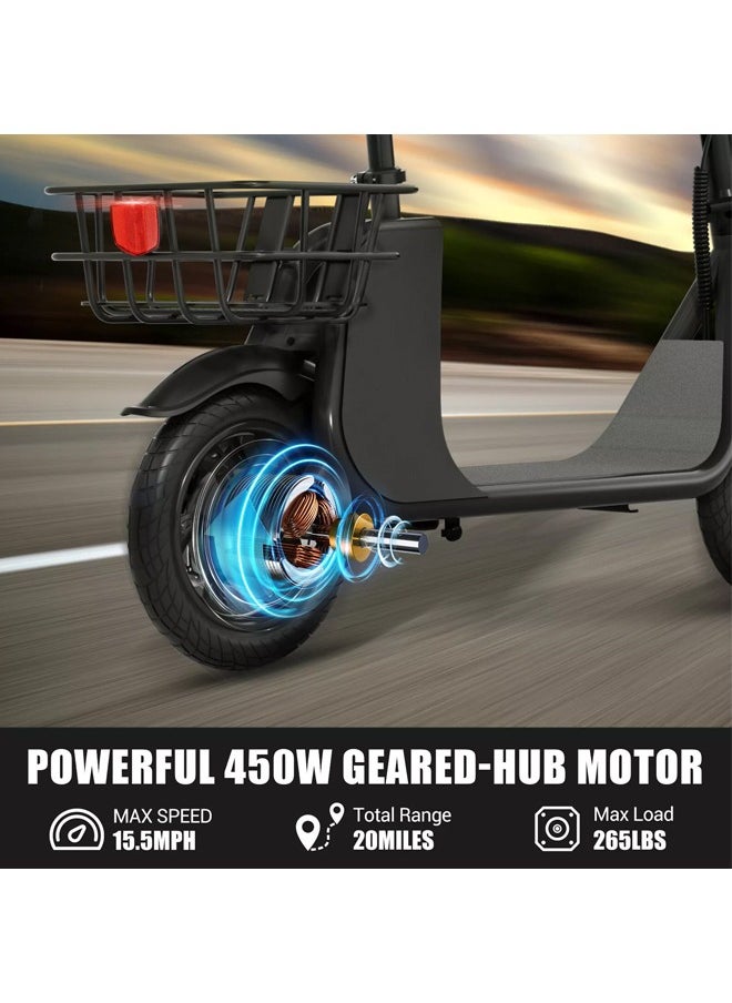 Wind Horse - Premium Foldable Electric Scooter with Seat and Rear Basket, 450W Motor, 36V 8AH Battery, 25-35 KM/h Speed, Carbon Alloy Frame, 12.5 Inches Tires, Disk Brakes, Unisex Comfortable E-Scooter for Adults - Image 1