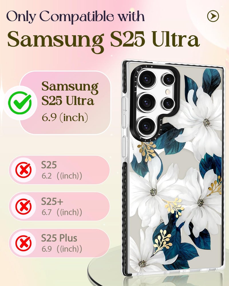Lotadilo Cute Case for Samsung Galaxy S25 Ultra for Women Girls - Funny Blue Flower Design Compatible with Magsafe Magnetic Ring Holder Kickstand Fashion TPU Phone Covers - Image 2