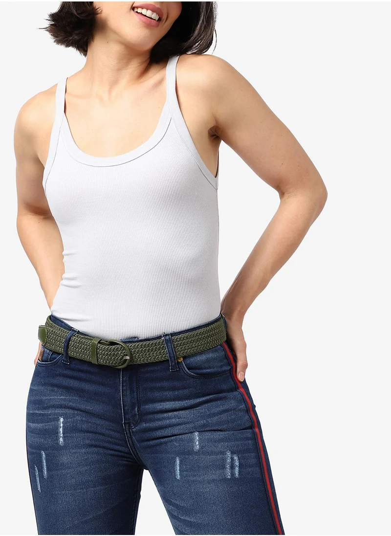 Haute Sauce Olive Green Textured Waist Belt