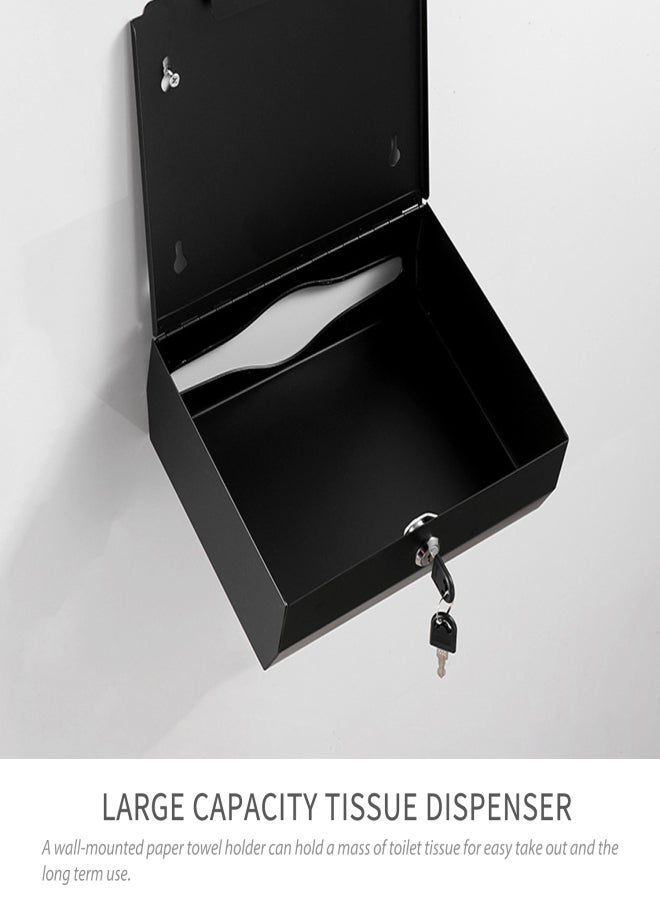 Paper Towel Dispenser Wall Mounted Drilling Paper Towel Holder Dispenser Stainless Steel Bathroom Toilet Tissue Dispenser Kitchen Paper Towel Dispenser with 2 Keys - Image 5