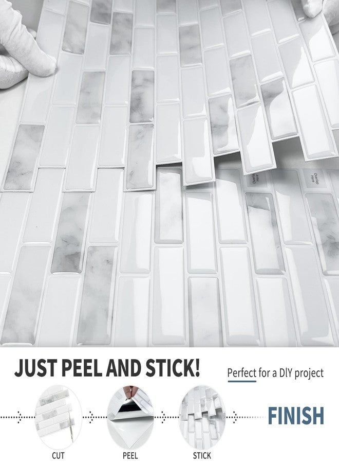 DEWOO 10-Sheet Peel and Stick on Wall Tile Self Adhesive Tiles for Kithcen Bathroom Wall, (Grey Marble,12"×12") - Image 5