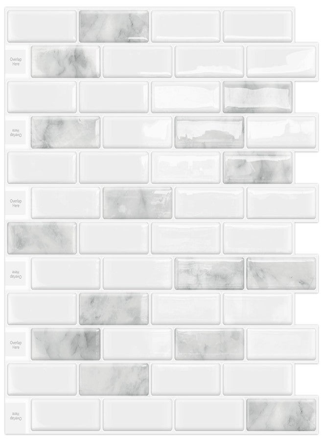 DEWOO 10-Sheet Peel and Stick on Wall Tile Self Adhesive Tiles for Kithcen Bathroom Wall, (Grey Marble,12"×12") - Image 1