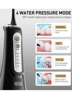 keloray Water Dental Flosser Teeth Pick - 4 Modes Dental Oral Irrigator, Portable & Rechargeable IPX7 Waterproof Personal Orthodontic Supplie Water Teeth Cleaner Picks for Home Travel  - Image 3
