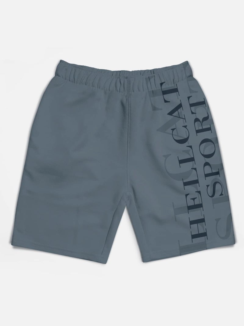 HELLCAT Pack of 5 Trendy Typographic Printed Mid Rise Shorts for Boys - Black/Burgundy/Dark Grey/Navy Blue/Grey / 11-12 Years - Image 4