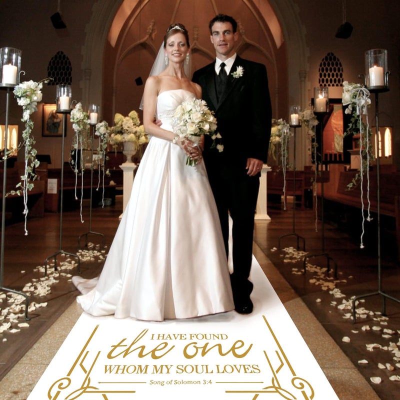 Healon White Wedding Aisle Runner Aisle Runner for Wedding Ceremony Includes Pull String for Indoor or Outdoor Weddings, Prom and Parties ，Halloween Parties can Also use a Carpet(Gold, 3 x 50 feet) - Image 5