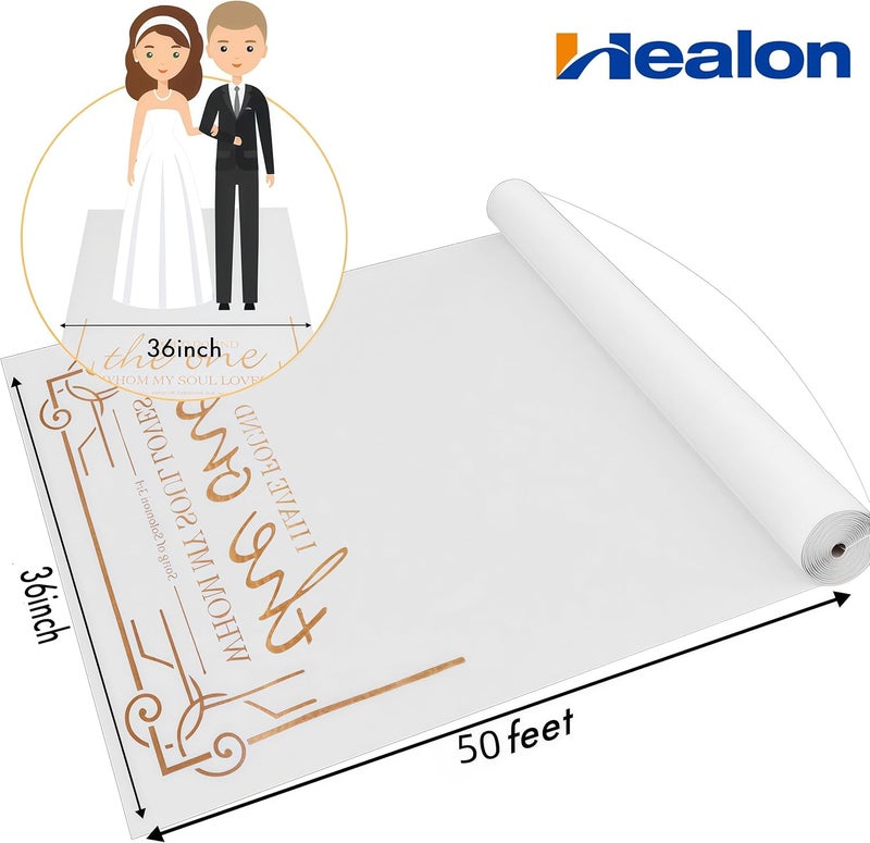 Healon White Wedding Aisle Runner Aisle Runner for Wedding Ceremony Includes Pull String for Indoor or Outdoor Weddings, Prom and Parties ，Halloween Parties can Also use a Carpet(Gold, 3 x 50 feet) - Image 2