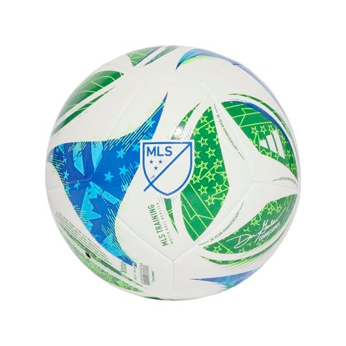 adidas Unisex-Adult MLS Training Soccer Ball,White/Green/Glory Blue/Solar Blue,5 - Image 5