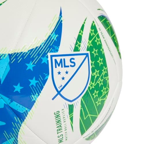 adidas Unisex-Adult MLS Training Soccer Ball,White/Green/Glory Blue/Solar Blue,5 - Image 3