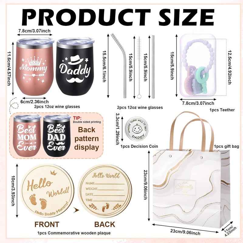 Guiqulai هدايا للأمهات الجدد هدية كشف جنس المولود للآباء الجدد مجموعة أكواب للأمهات والآباء للأباء الجدد هدايا للأمهات الجدد لأول مرة - Image 3