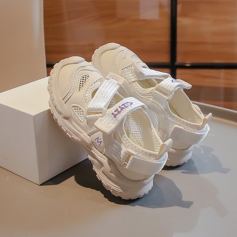 Children'S Sandals Summer Mesh Breathable Hollow Out Half Sandals Soft Bottom Women'S Sandals - Image 3