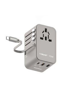Momax MOMAX UA18E 1-World Universal Travel Adapter – All-in-One International Charger with USB-C & USB-A Ports for Worldwide Use  - Image 1
