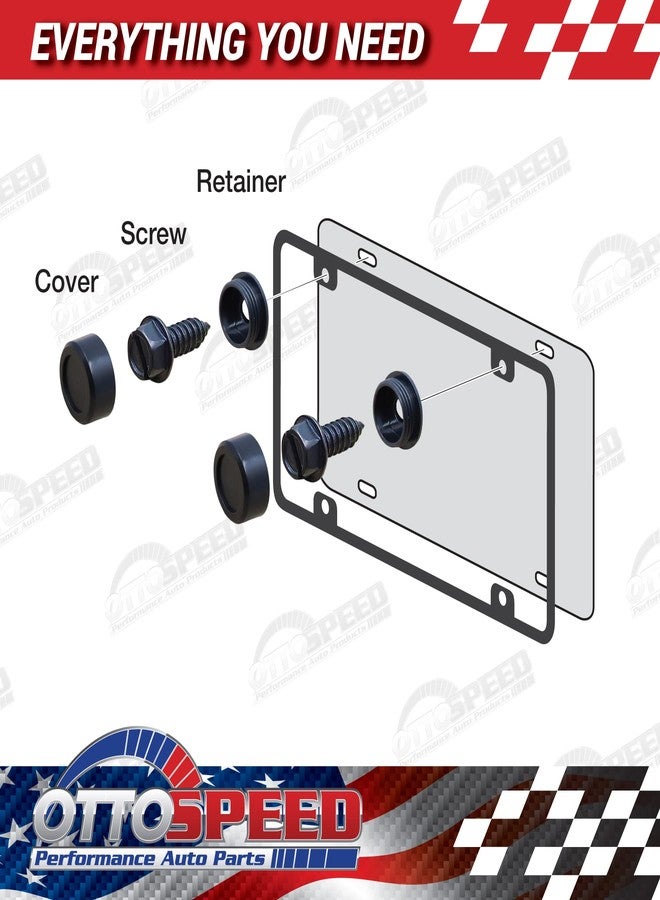 OttoSpeed License Plate Screws and Caps Kit - Anti Theft Security Fasteners with Threaded Screw Covers for Front and Back Plates on Cars, Trucks, and SUVs - 12-Piece Black Stainless Steel Bolt Set - Image 2