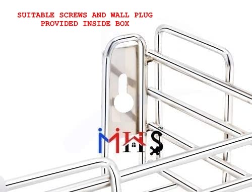 MHS Stainless Steel Chrome Plated Wire Shelf Multipurpose Use For Home Kitchen And Bathroom Wall Mounted With Screws And Wall Plugs (9 inch, Silver) - Image 4