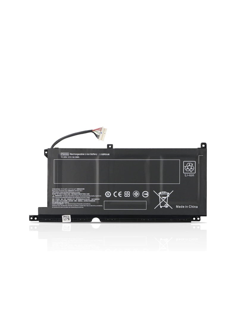 Terabyte بطارية لابتوب بديلة HP PG03XL 52.5WH HSTNN-DB9G لجهاز HP Pavilion Gaming 15-DK 15-dk0000 15-DK0125TX OMEN 5X FPC52 Series HSTNN-OB1I L48430-AC1 L48495-005 L48430-2C1 11.55V 4323mAh. - Image 1