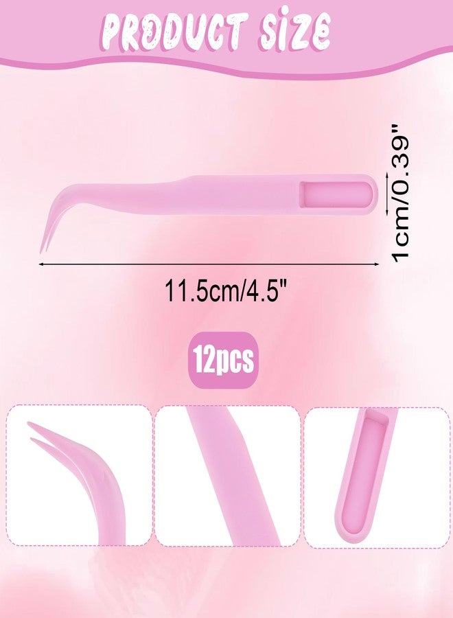 Exircy 12 Pcs Plastic Tweezers 4.5 Inch Bent Tweezers Curved Pointed - Image 2