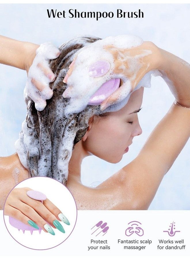 Heeta - Scalp Massager For Hair Growth Soft Silicone Bristles To Remove Dandruff And Relieve Itching Scalp Scrubber For Hair Care Relax Scalp Shampoo Brush For Wet Dry Hair Upgraded Material Purple - Image 1