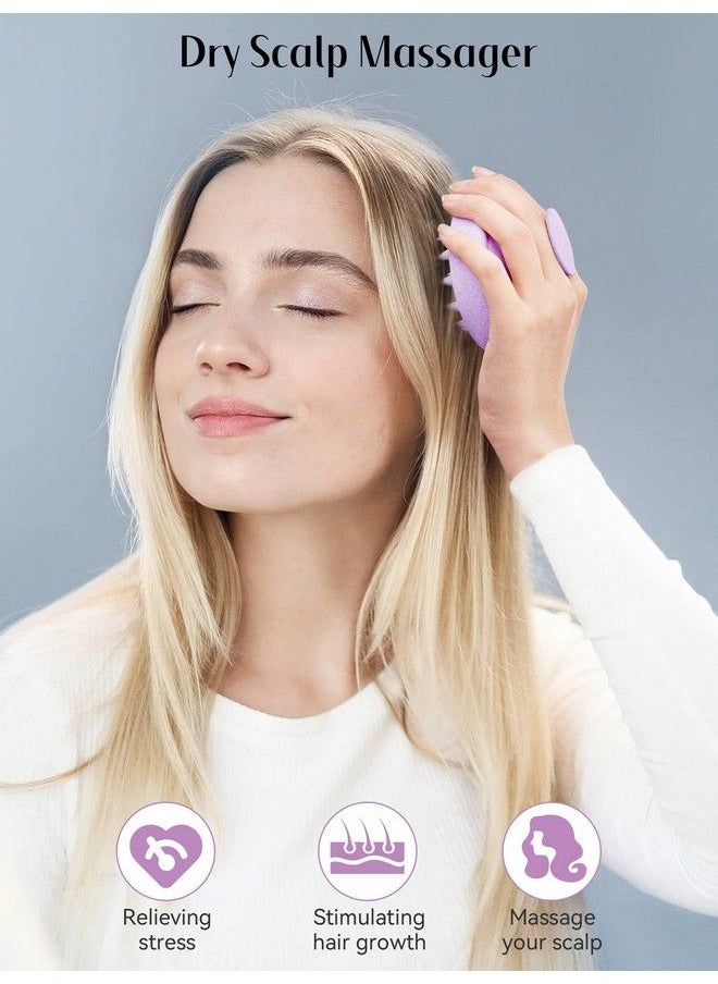 Heeta - Scalp Massager For Hair Growth Soft Silicone Bristles To Remove Dandruff And Relieve Itching Scalp Scrubber For Hair Care Relax Scalp Shampoo Brush For Wet Dry Hair Upgraded Material Purple - Image 1