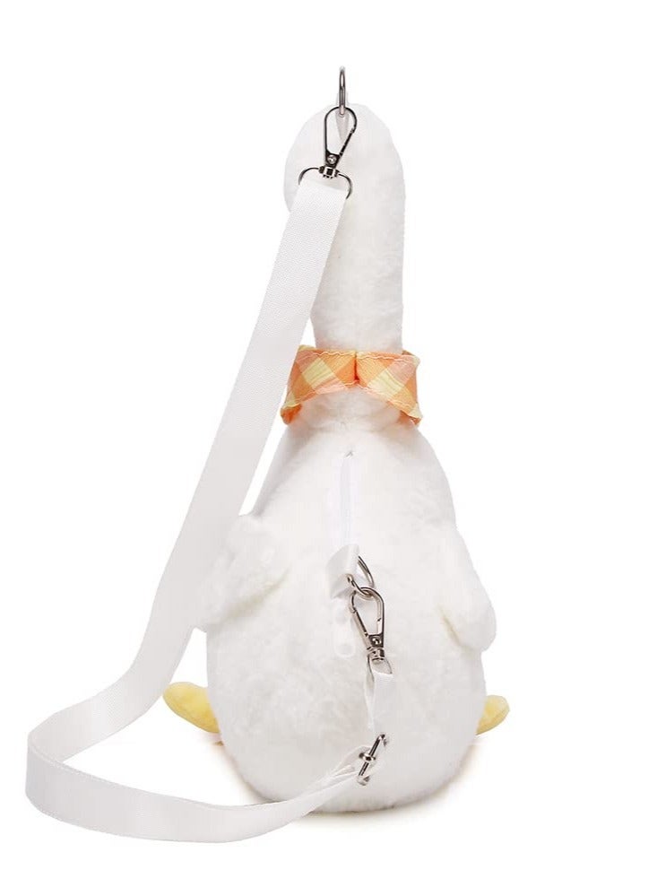 Excefore Plush Duck Crossbody Bag, Kawaii Animals Coin Purse, Soft Plush Shoulder Bag, Cartoon Crossbody Bag for Girls Women (White) - Image 5