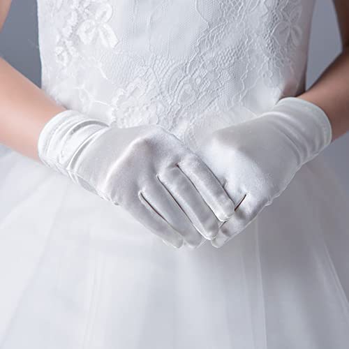 Ever Fairy Girl's Holiday, Wedding, or Pageant White Satin Gloves Princess Glove - Image 4