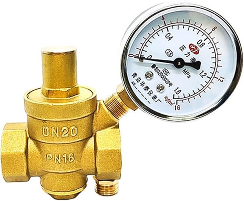 1 بوصة صمام تنظيم ضغط المياه النحاسي مع مقياس قابل للتعديل بخيط أنثى - Image 2