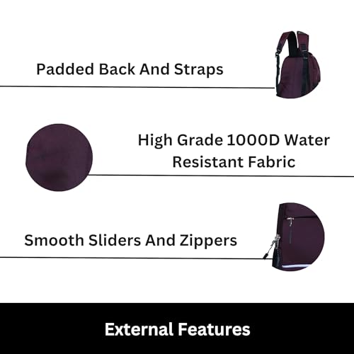 HYDER WT 25L Multipurpose Backpack For Men,Women, Boys And Girls Bags for College, School, Travel, Office and Daily Use - Durable, Comfortable, and Stylish Bag/Backpacks (Wine) - Image 4