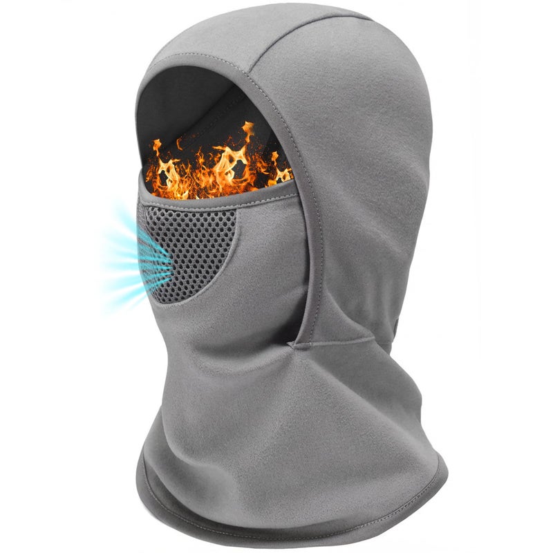 Outrip Breathable Kids Balaclava Ski Mask for Boys Girls - Windproof Fleece Winter Face Mask Cover for Cold Weather (US, Age, 5 Years, 12 Years, Grey) - Image 1