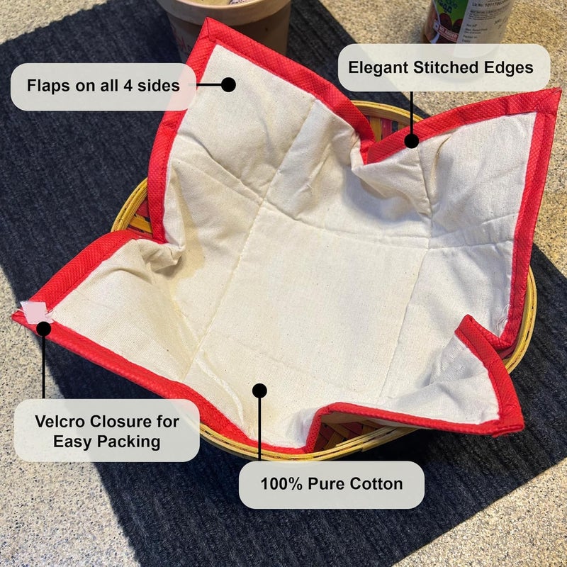 Blendmix 4 Square Roti Chapati Cover Cotton Hygienic Roti Clothes Cotton Tortilla and Breads Covering Cloth For Warmer cover/Roti Rumals Cover/Chapati Cover/Traditional Roti Napkin - Image 4