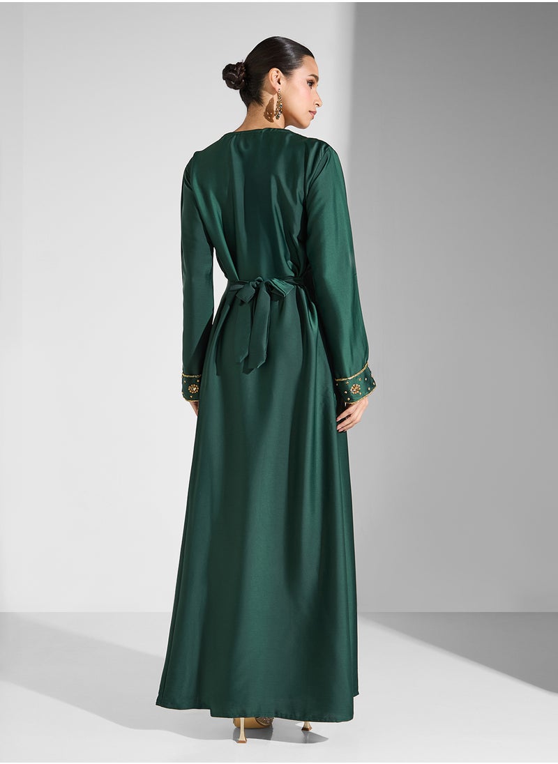 ARABIAN CLOSET Embellished Belted Jalabiya  - Image 2