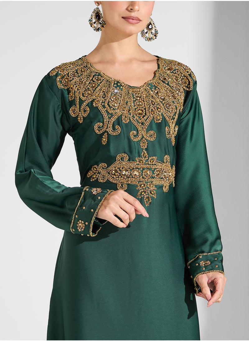 ARABIAN CLOSET Embellished Belted Jalabiya  - Image 3