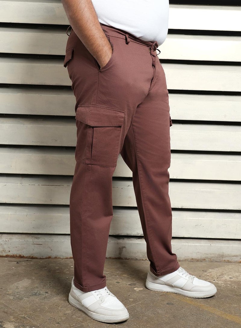 HIGH STAR Men's Brown Cotton Blend Solid Pattern Full Length Cargo Slim Fit Trouser  - Image 3