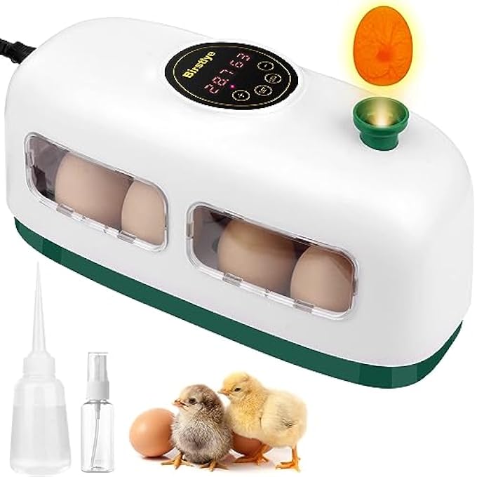 Bandai Egg Incubator 8 Eggs Poultry Hatcher Mini Chicken Incubator For Hatching Chicks With Humidity Temperature Control And Display For Quail Duck Goose Bird Eggs White - Image 2