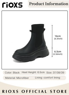 RIOXS Women's Classic Chelsea Boots, Knitted Round-toe Pull-On Lug Ankle Boots with Comfortable Jersey Fabric Lining and Soft Soles, Ladies High-quality Fashion Ankle Booties, Versatile Enough to Suit Various Occasions  - Image 4