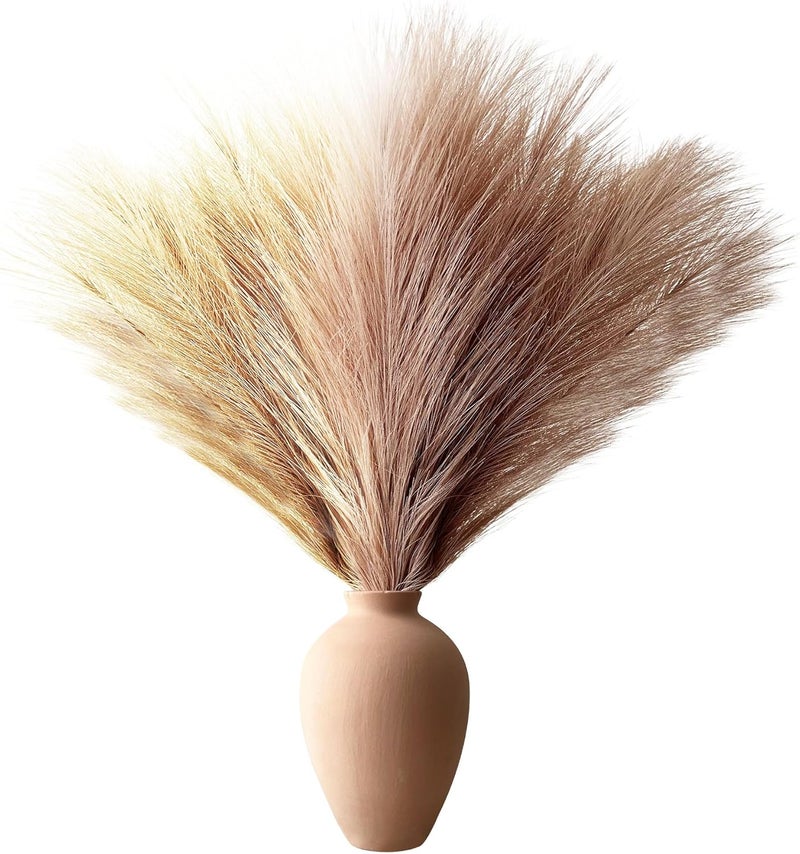 EVODIS Pampas Grass Decor, Fluffy Faux Pampas Grass 6 Stem 18"/45cm Pompous Grass Small Flower Arrangement and Vase Filler for Boho Home Wedding Decoration - Image 2