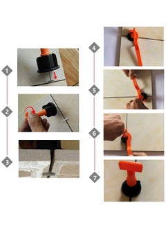 Sherni Sherni Tile Leveling System Kit Tile Spacers Reusable 50pcs Floor Leveling Compounds Upgraded Adjustable Replaceable Spare Steel TPinTile Installation Leveler Tool Set for WallFloor Orange  - Image 5