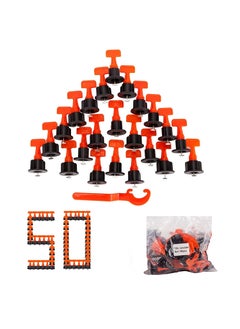 Sherni Sherni Tile Leveling System Kit Tile Spacers Reusable 50pcs Floor Leveling Compounds Upgraded Adjustable Replaceable Spare Steel TPinTile Installation Leveler Tool Set for WallFloor Orange  - Image 1