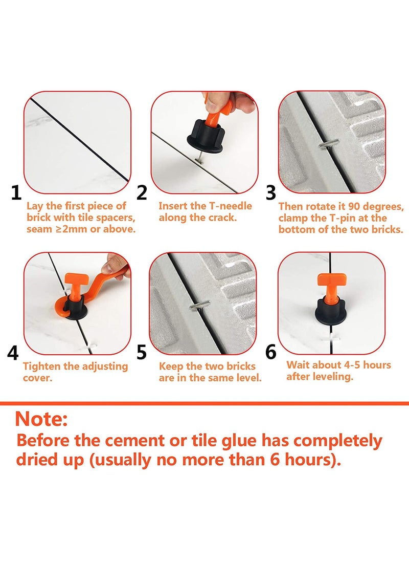 Sherni - Sherni Tile Leveling System Kit Tile Spacers Reusable 50pcs Floor Leveling Compounds Upgraded Adjustable Replaceable Spare Steel TPinTile Installation Leveler Tool Set for WallFloor Orange - Image 1