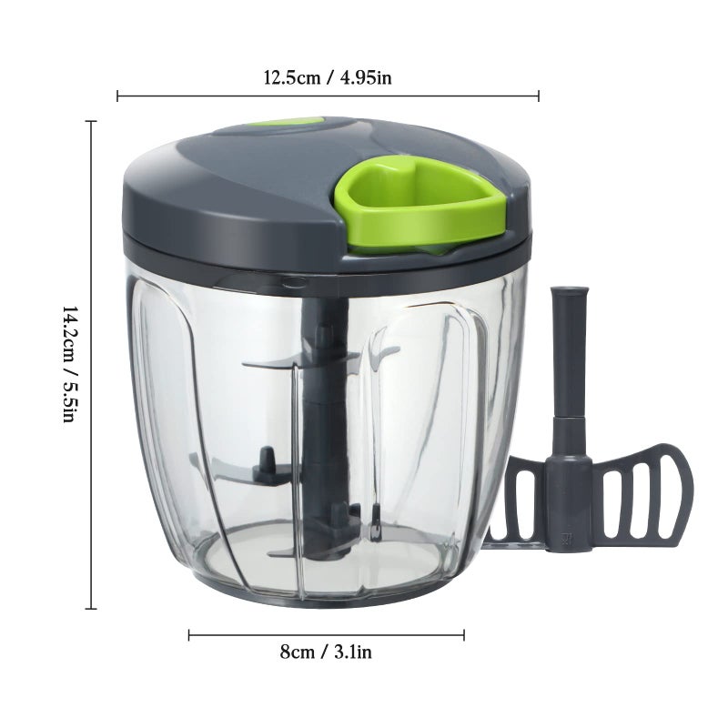 Cambom Manual Food Chopper Vegetable Cutter, Hand String Vegetable Chopper Onions Cutter for Vegetable Fruits Nuts BPA Free Food Safe Material, 900ml Grey - Image 5