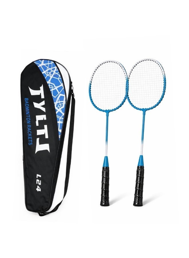 TYLT Set of 2 Assorted Colors Kids Badminton Racket Lightweight Durable Metal Racquet for Kids Boys Girls Beginner Racquet Training Set with Carry Bag for Indoor Outdoor Beach Park Picnic Fun Play Exercise Activity - Image 1