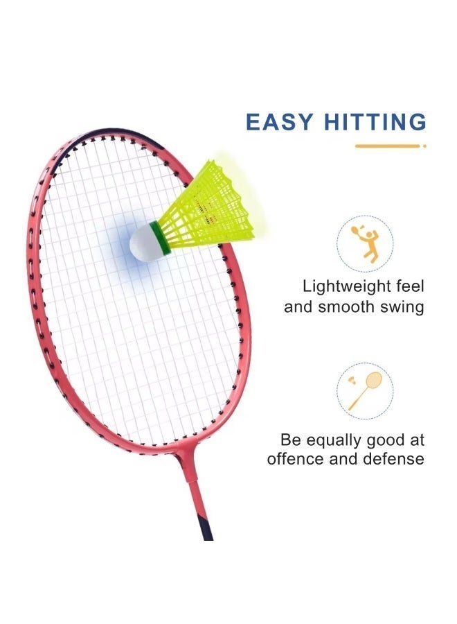 TYLT Set of 2 Assorted Colors Kids Badminton Racket Lightweight Durable Metal Racquet for Kids Boys Girls Beginner Racquet Training Set with Carry Bag for Indoor Outdoor Beach Park Picnic Fun Play Exercise Activity - Image 5