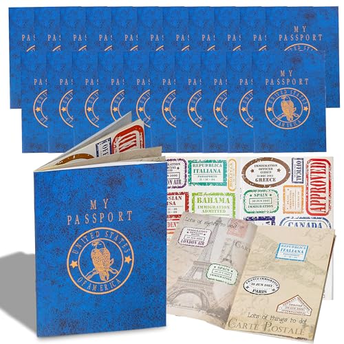 Playbees Passport Sticker Book for Boys and Girls 24 Pack Pad of Famous Places Motivational Treats Party Favors Game Prizes Wall Decals Scrapbooks School Supplies Arts and Crafts - Image 1