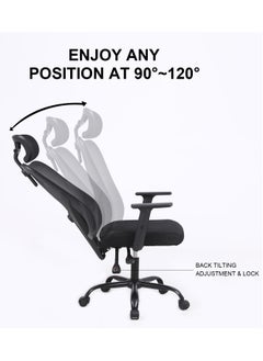 Chulovs Ergonomic Office Chair High Back Chair with Adjustable Armrest, Lumbar Support and PU Wheels, Mesh Computer Chair, Gaming Chairs, Executive Swivel Chair  - Image 3