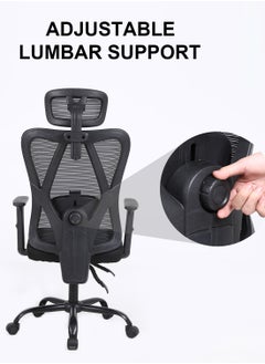 Chulovs Ergonomic Office Chair High Back Chair with Adjustable Armrest, Lumbar Support and PU Wheels, Mesh Computer Chair, Gaming Chairs, Executive Swivel Chair  - Image 4