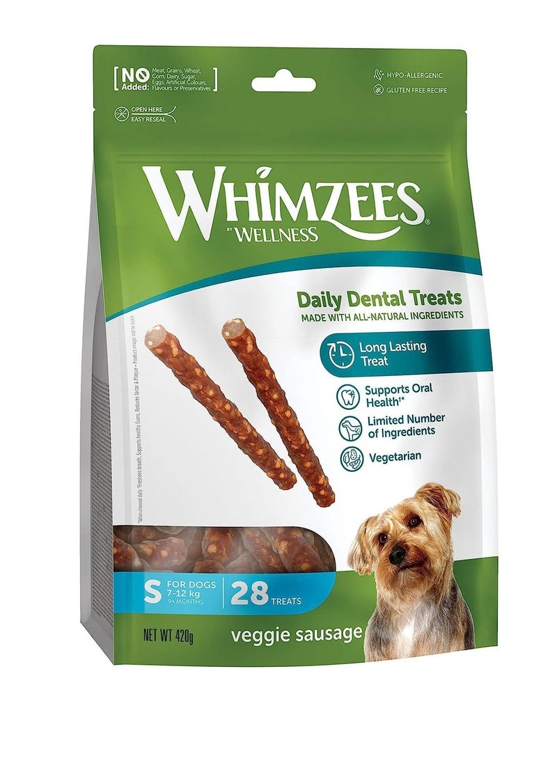 WHIMZEES - Veggie Sausage Small Daily Dental Dog Treats 28pc - Image 1
