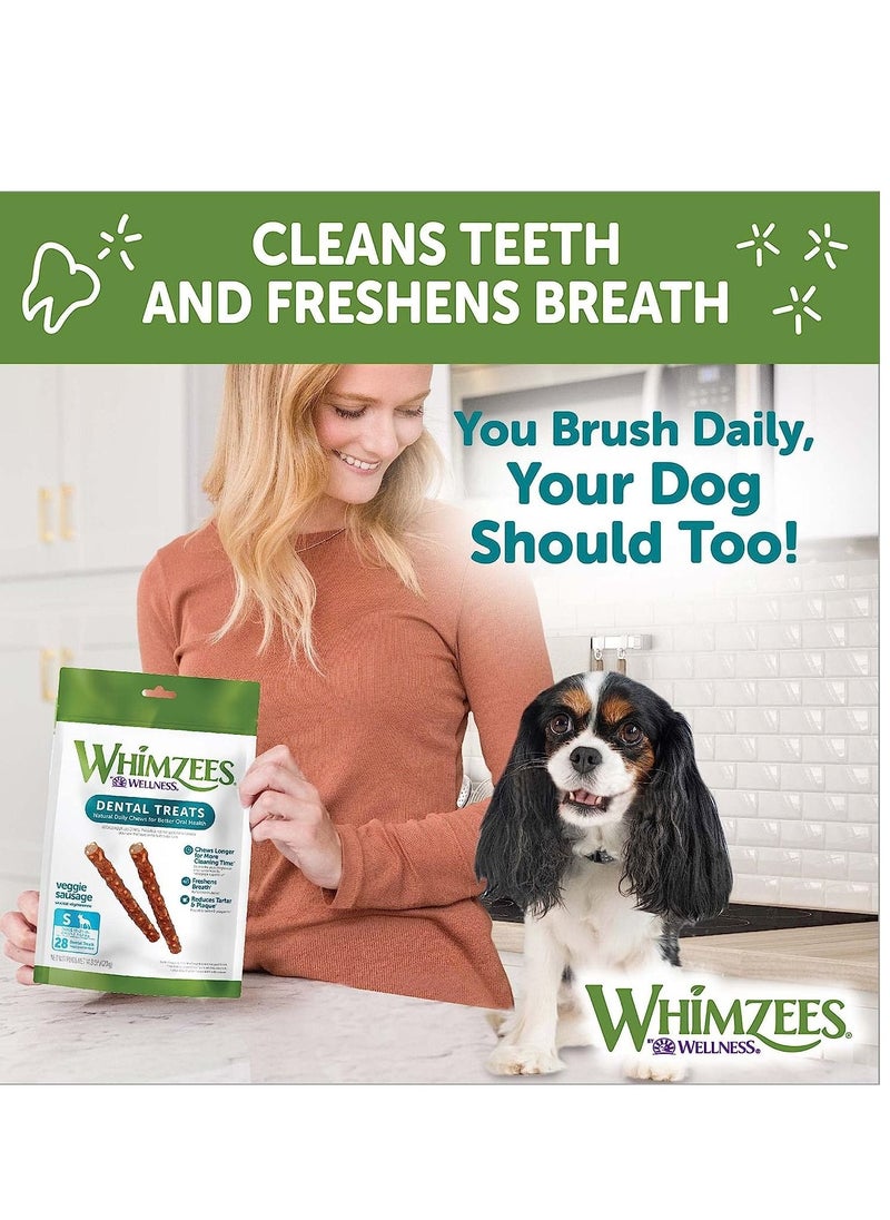 WHIMZEES - Veggie Sausage Small Daily Dental Dog Treats 28pc - Image 1