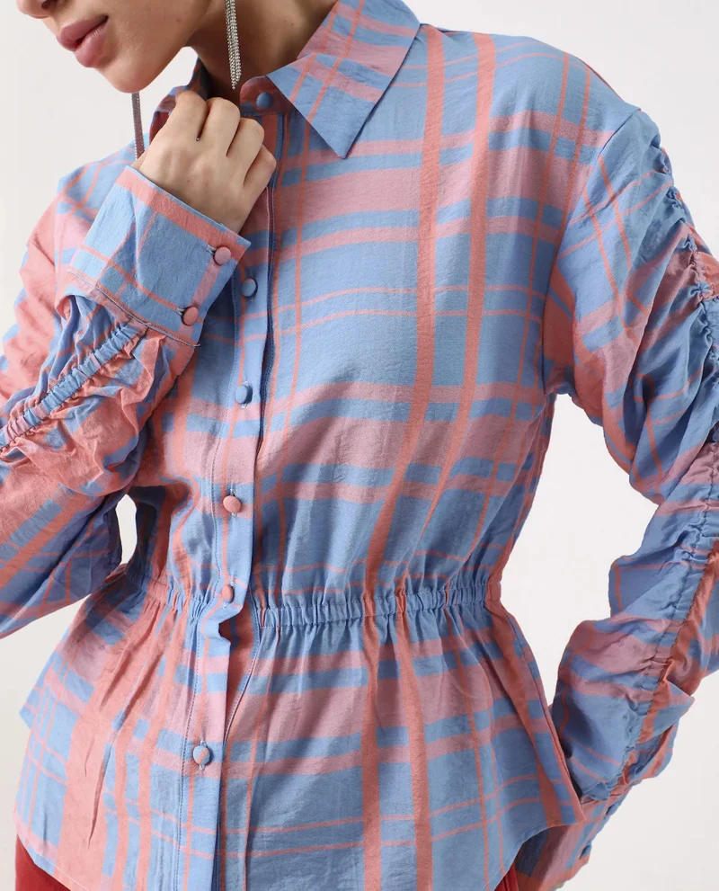 Rareism Women's Flannel Print Top