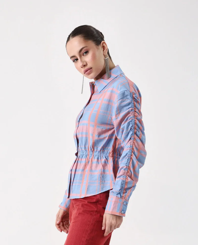 Rareism Women's Flannel Print Top