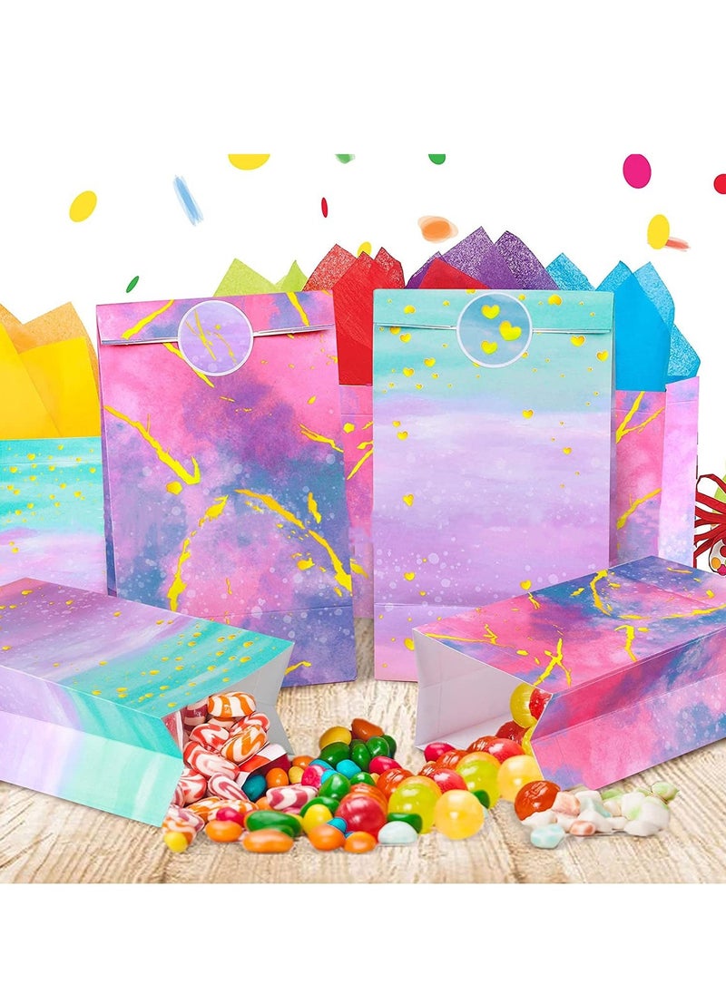 Soofam 12 Piece Party Favor Bags for Girls, 12-Pcs Tie Dye Party Bags For Girls Baby Shower Candy Goodie Bag Seal Sticker (12Pcs Tie Dye Party Bags)  - Image 4